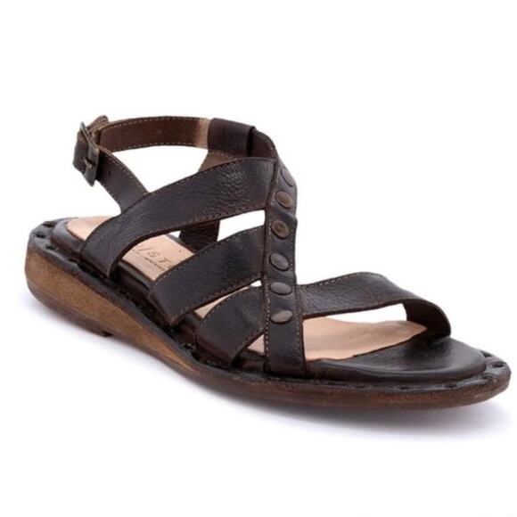 Bed Stu Kavala Womens Slingback Sandals Distressed Studded Brown Leather Size 9 - Picture 1 of 14